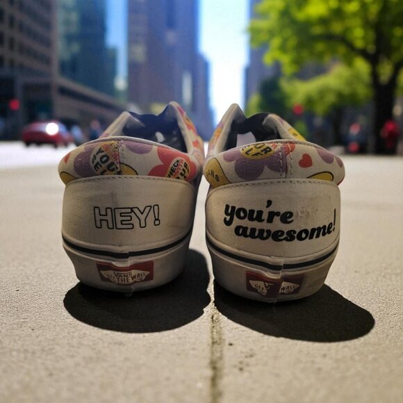 Vans Low Top Floral Rainbow Smiley Face Skater Sneakers Men's 11 - Picture 5 of 7